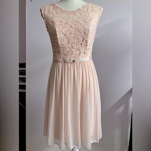 David’s Bridal Women’s Dress, Size 6, Pink, Lace Bodice, Sleeveless, For…